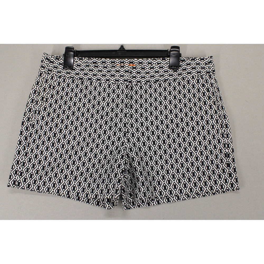 Joe Fresh Shorts Geometric Diamond Print Womens 10 Black White Cotton Preppy